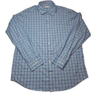 Peter Millar XL Mens Blue Plaid Long Sleeve Button Down Shirt
